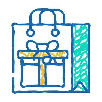 Bag package gift icon doodle illustration Stockillustratie