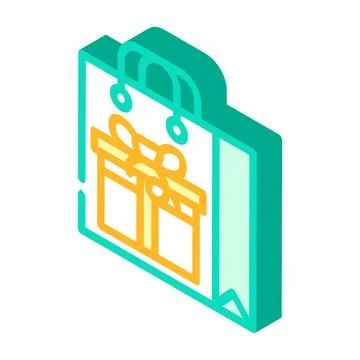 Bag package gift isometric icon vector illustration Stock Illustration