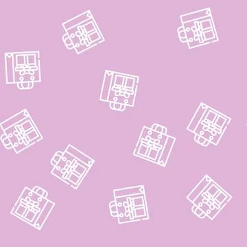 Bag package gift line vector seamless pattern Stock Illustration