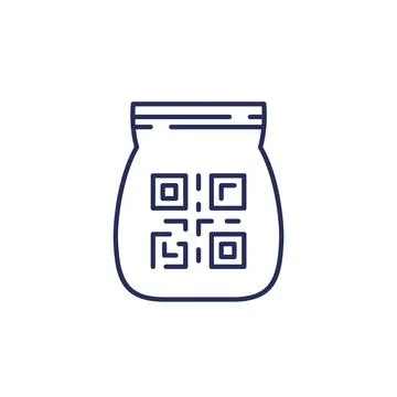 Bag, package with qr code line icon Stock Illustration