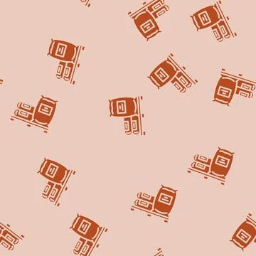 Bag pallet cement glyph vector seamless pattern Stock Illustration