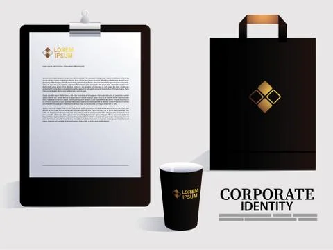 Bag paper and cups for elements of brand identity Stockillustratie