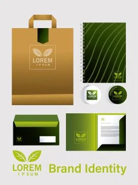 Bag paper and envelopes for elements of brand identity in companies Illustrazione stock