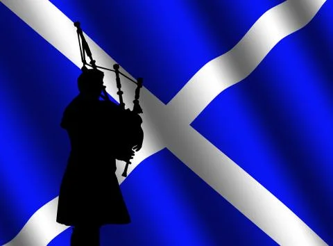 Bag piper with scottish flag Stock Illustration