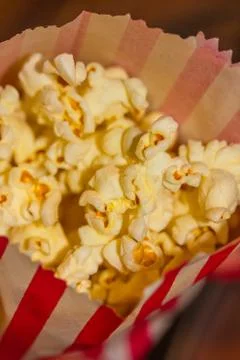 A bag of popcorn close-up Stock Photos