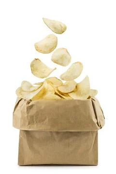 Bag of potato chips Stock Photos