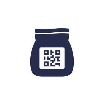 Bag with qr code icon on white Stock Illustration