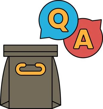A bag with a question mark and an A on it Stock Illustration