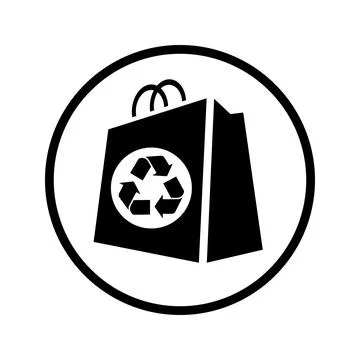Bag Recycle Icon. Black vector graphics. Stock Illustration