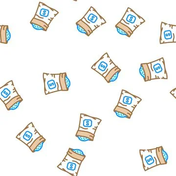 Bag salt vector seamless pattern Stock Illustration