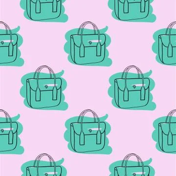 Bag seamless pattern pink hand drawn.. Stock Illustration