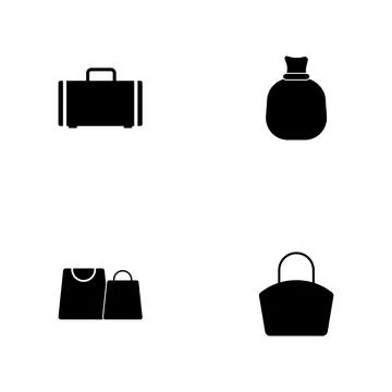 Bag - a set of black four solid icons isolated on a white background Stock Illustration