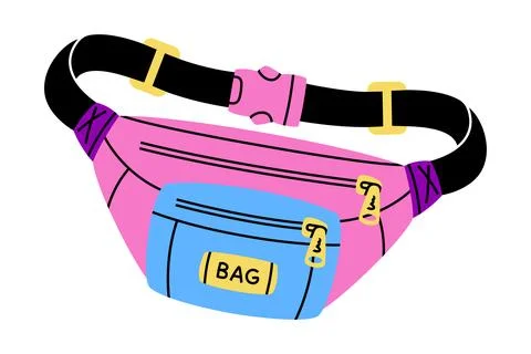 Bag with Strap as Bright Item from Nineties Vector Illustration Stock Illustration