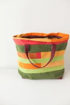 Bag in style a patchwork on white background Stock Photos