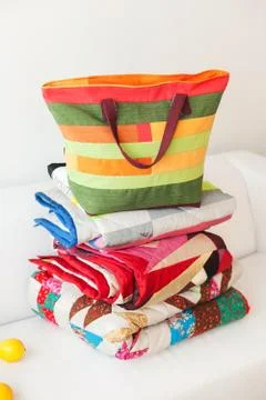 Bag in style a patchwork on white background Stock Photos