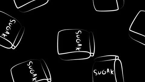Bag with sugar on a black background, vector illustration, pattern. paper bag Stock Illustration