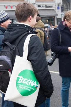 Bag with symbolics of oppositional march Spring Stock Photos