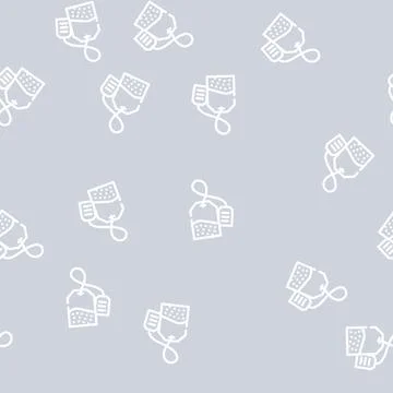 Bag of tea line vector seamless pattern Stock Illustration