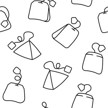Bag of tea. Seamless pattern. Coloring Page. Stock Illustration