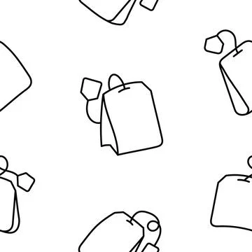 Bag of tea. Seamless pattern. Coloring Page. Stock Illustration