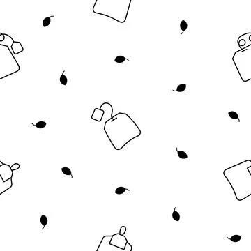 Bag of tea. Seamless pattern. Coloring Page. Stock Illustration