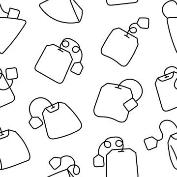 Bag of tea. Seamless pattern. Coloring Page. Illustrazione stock