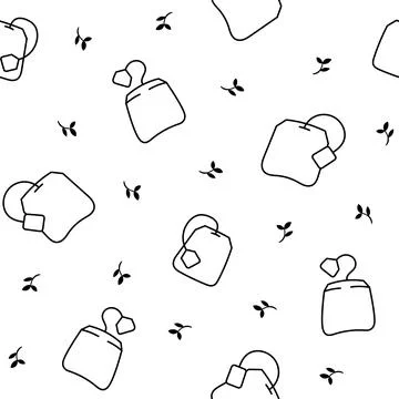 Bag of tea. Seamless pattern. Coloring Page. Stock Illustration
