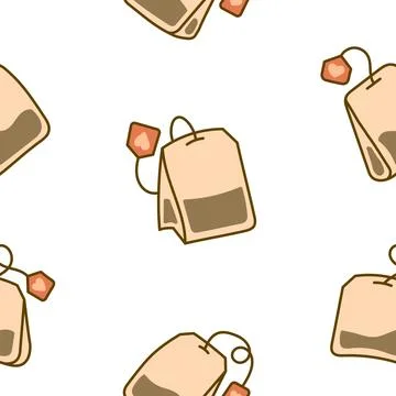 Bag of tea. Seamless pattern. Stock Illustration