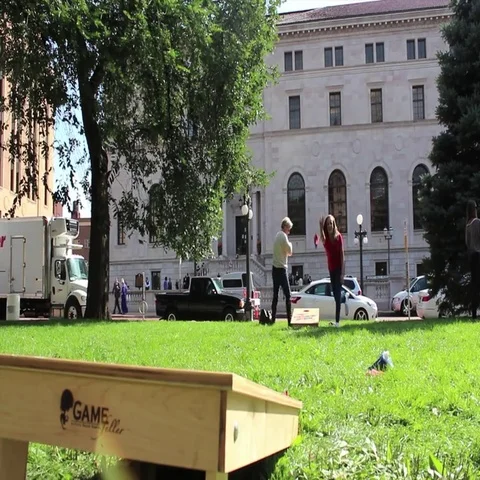 Bag Toss Low &amp; Wide Stock Footage 69461547