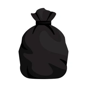 Bag trash, big black plastic bags, rubbish junk bag, waste icon, garbage bag Stock Illustration