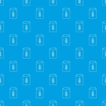 Bag wheat pattern vector seamless blue Stock Illustration