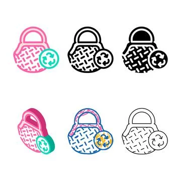Bag zero waste diversity color icon vector Stock Illustration