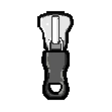 Bag zipper puller pixel art vector illustration Stock Illustration