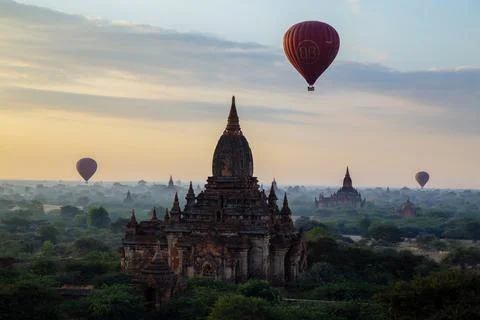Bagan Hot Air Balloon, Myanmar Stock Photos