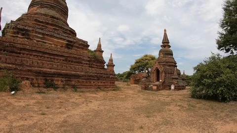 Bagan hyperlapse walking through pagodas temples stupas Stock Footage 114111894