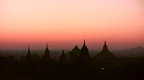 Bagan pagodas at sunrise Video stock 54424775