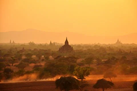 Bagan in sunset Stock Photos