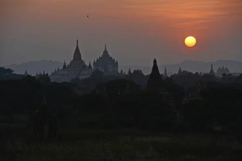 Bagan sunset Stock Photos