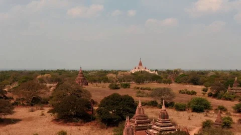 Bagan temples in Myanmar smooth distancing zoom time lapse Stock Footage 76456333