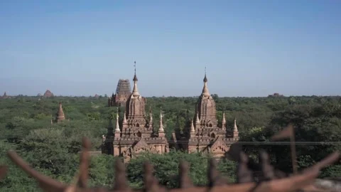 Bagan Temples in Myanmar under the blue sky Stock Footage 155271476