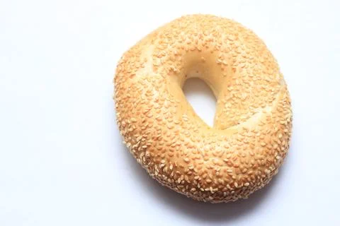 Bagel, 1 donut shaped bread on a white background Foto stock
