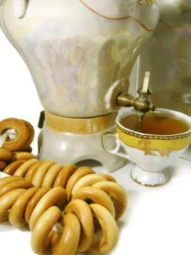 Bagel and russian tea Stock Photos