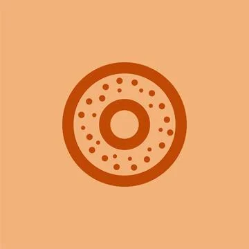 Bagel Bread Icon Minimal Flat Bakery Food Symbol Vector Illustration Stock Illustration