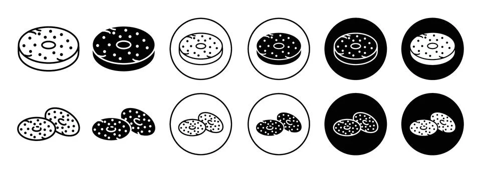 Bagel bread icon Outline flat Icon Stock Illustration