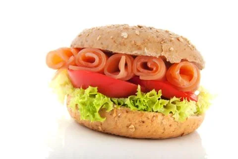 Bagel with salmon Stock Photos