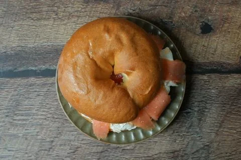 Bagel with salmon Stock Photos