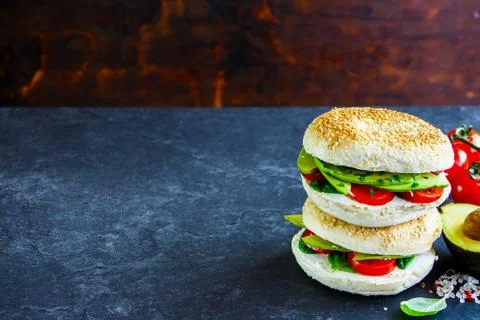 Bagels with avocado Stock Photos