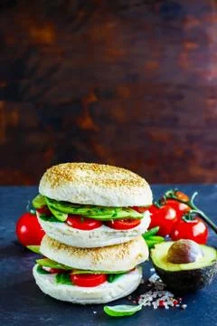 Bagels with avocado Stock Photos