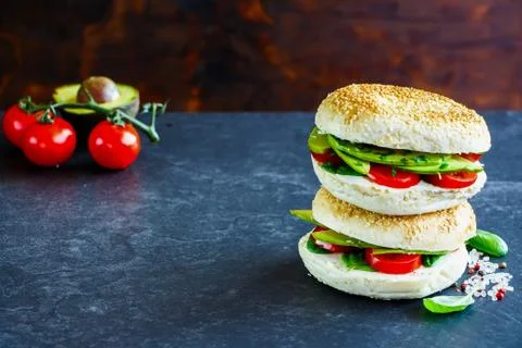 Bagels with avocado Stock Photos