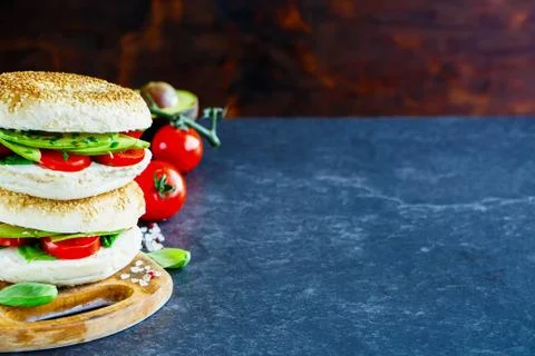 Bagels with avocado Stock Photos